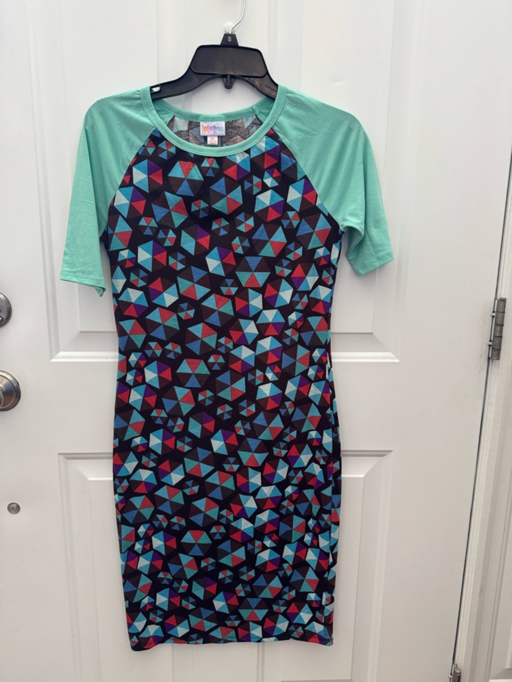 LuLaRoe size XS Julia Geometric Print Dress in Teal